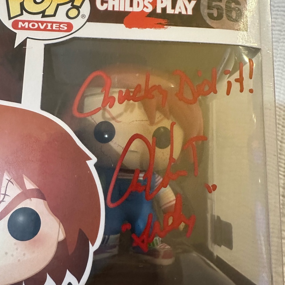 Funko Pop Chucky signed Alex Vincent- Red and Brown #56